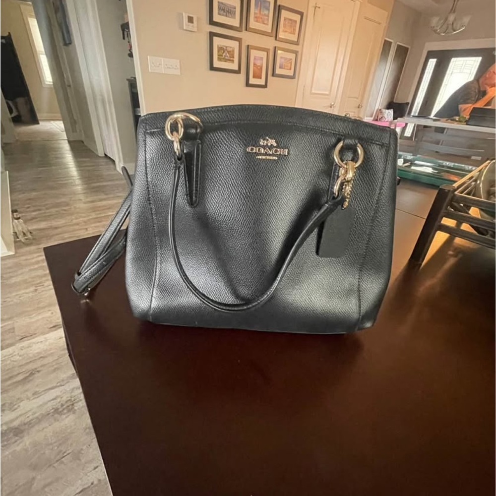 Coach Black Shoulder Bag with Gold Hardware
